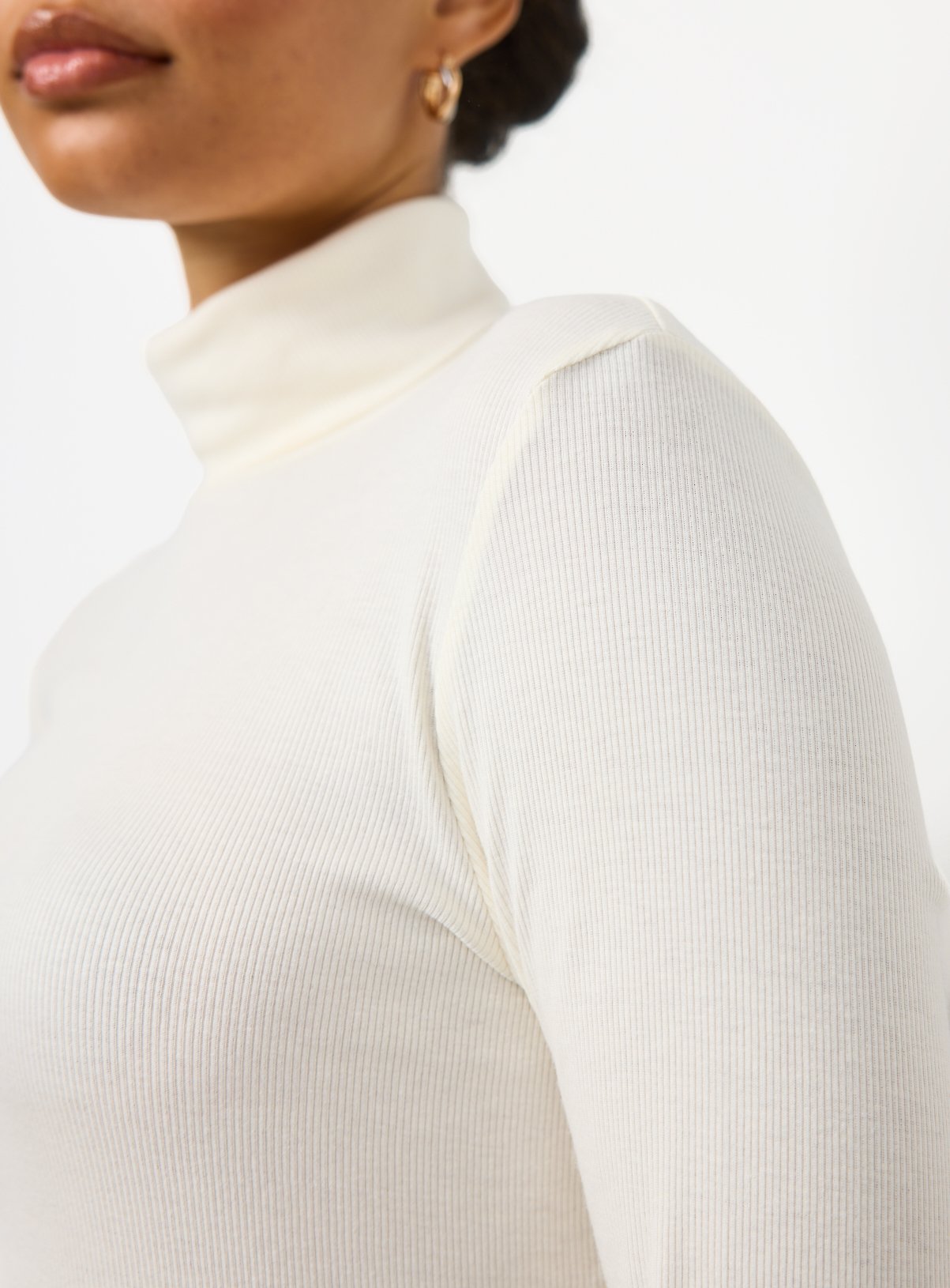 Black & Cream Modal Rib Roll Neck T-Shirts 2 Pack 24 - Image 4 thumbnail